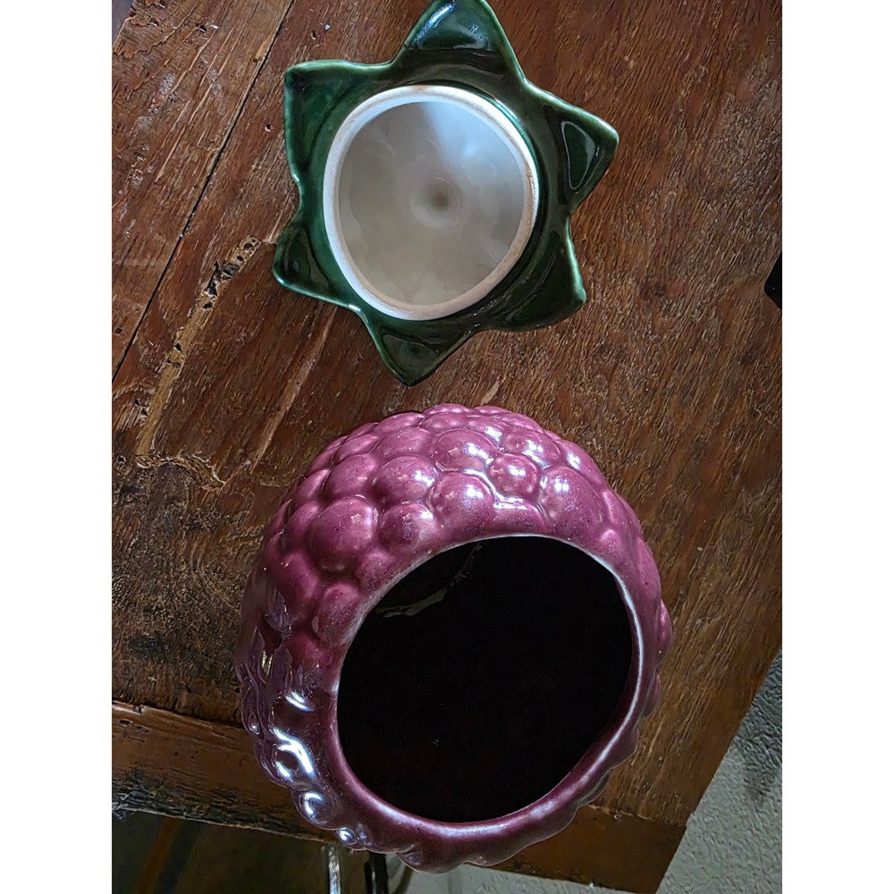 Vintage Ceramic Raspberry Lidded Jar Pink Fruit Canister Kitsch Decor 5" kitchen - Picture 5 of 8